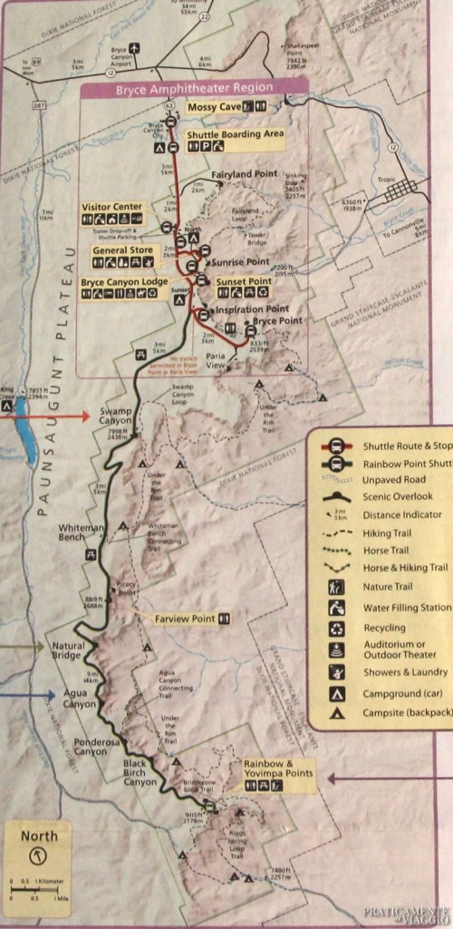 Mappa del Bryce Canyon